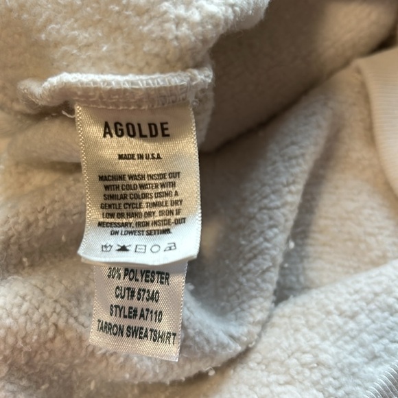 AGOLDE Tarron Mock Neck Sweatshirt Raglan Sleeve Pullover Cream Sz L NEW - Picture 9 of 14